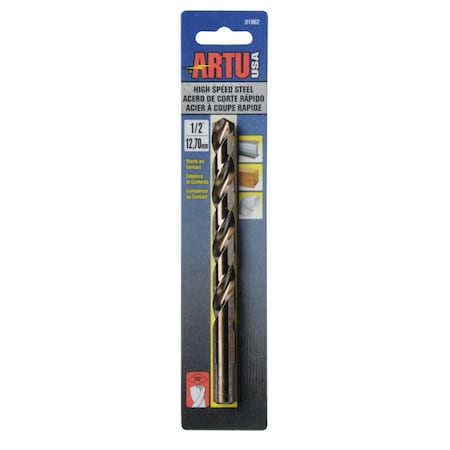 Artu Drill Bit, Steel, High Speed, 1/2" 01962